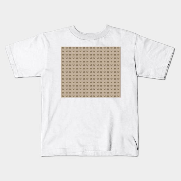 Linen Look Gold Butterfly Pattern Kids T-Shirt by technotext